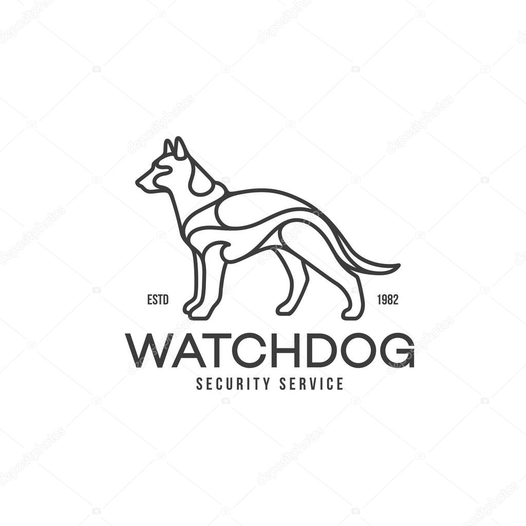 Shepherd dog linear logo design template. Vector illustration.