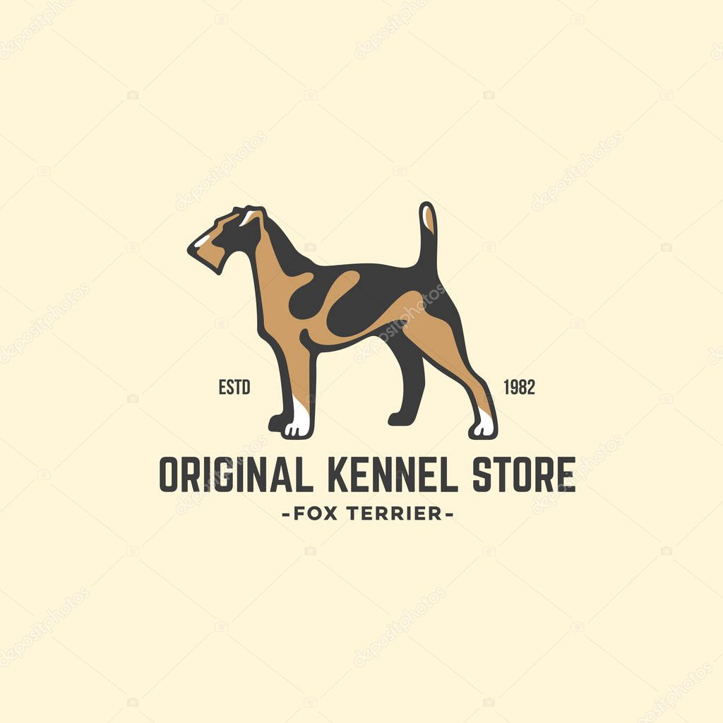 Colored fox terrier logo design template. Vector illustration.