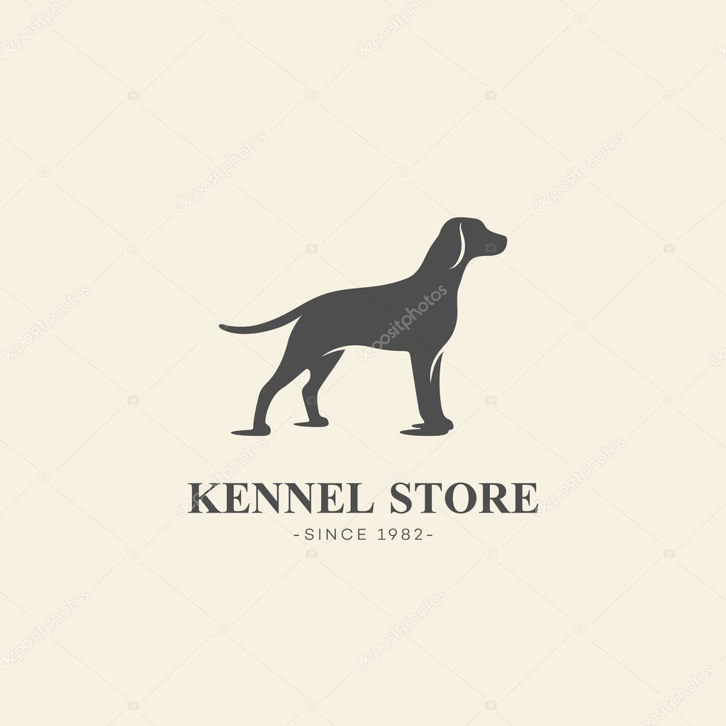 Simple hunting dog logo design template. Vector illustration.