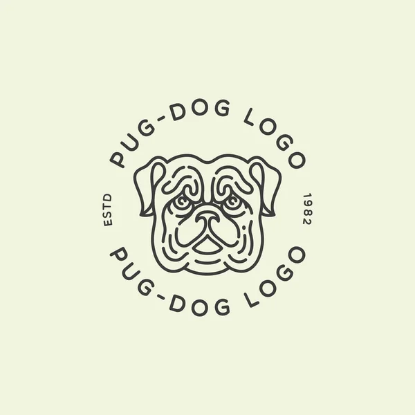 Pug köpek logosu — Stok Vektör