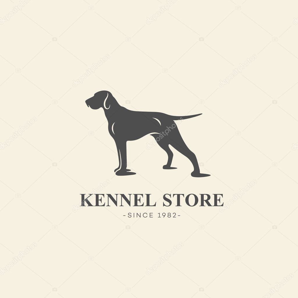 Simple pointer dog logo design template. Vector illustration.