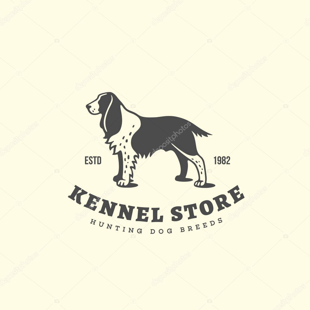 Springer spaniel logo design template. Vector illustration.