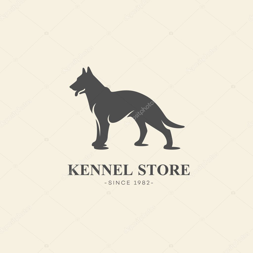Simple shepherd dog logo design template. Vector illustration.