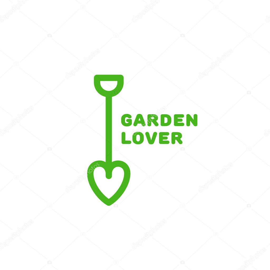 Garden lover logo design template in linear style. Vector illustration.