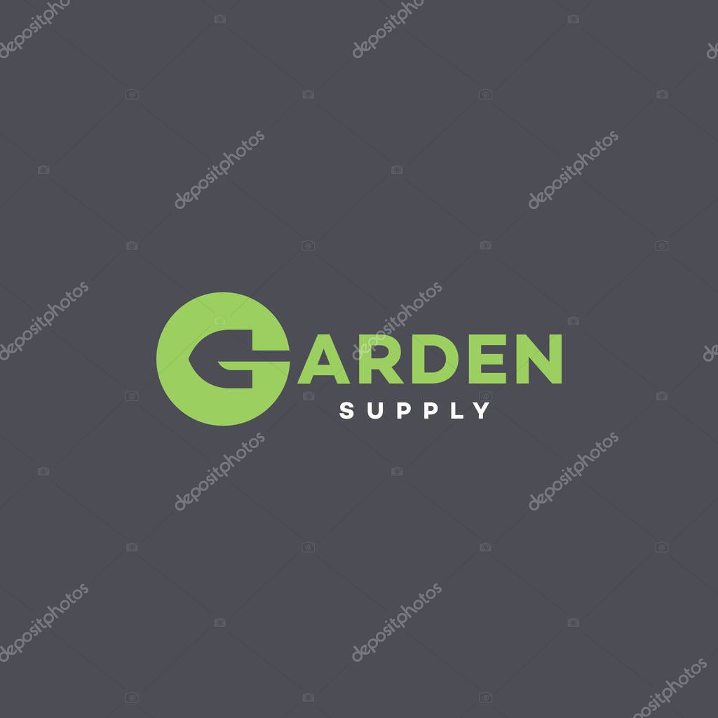 Garden supply logo design template with stylized letter G. Vector illustration.