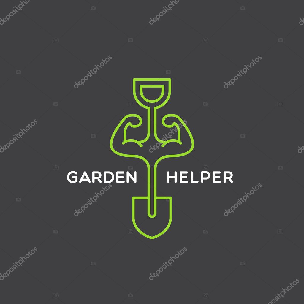 Garden Helper Logo Design Template With Handy Shovel Vector Illustration Premium Vector In Adobe Illustrator Ai Ai Format Encapsulated Postscript Eps Eps Format