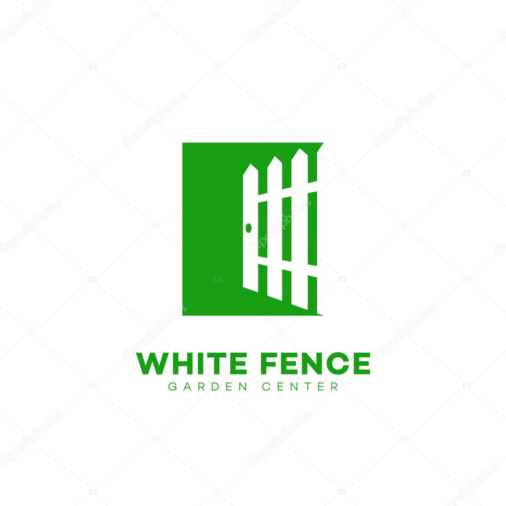 White fence logo design template. Vector illustration.
