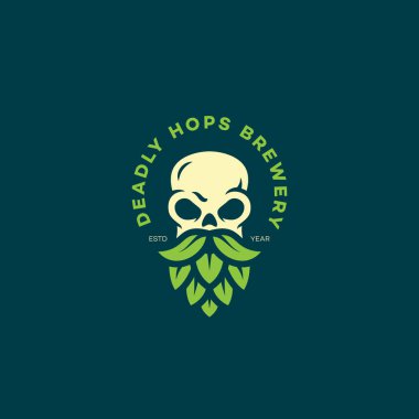 Skull hops logo clipart