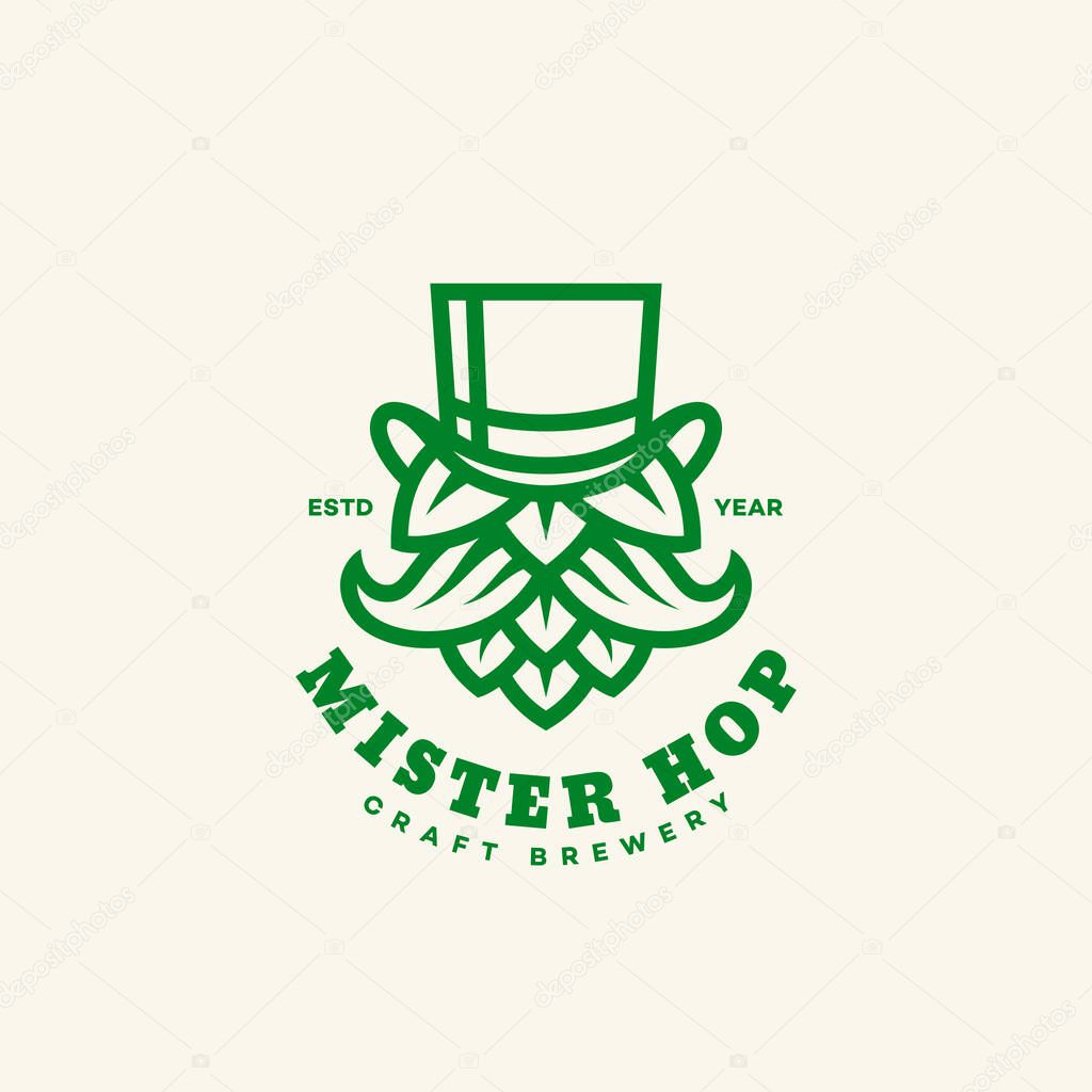 Mister Hop logo design template in linear style. Vector illustration.