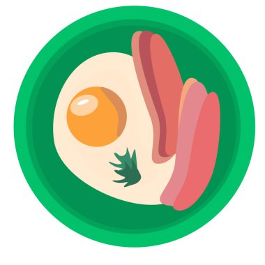 Tavada pastırmalı omlet. Web, baskılar vs. için vektör illüstrasyonu