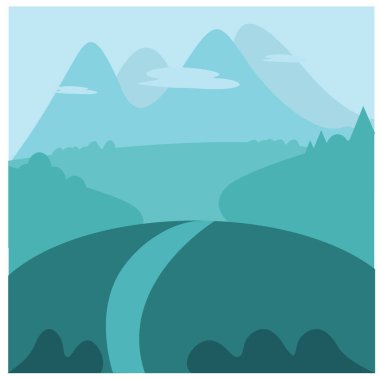 Tarlaları olan yeşil bir manzara. Güzel kırsal doğa. Sınırsız boşluk. Vektör illüstrasyonu.