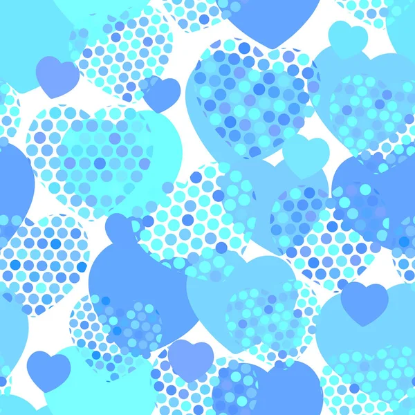 Coeur Bleu Ciel Avec Motif Sans Couture Pois Coeur Sur — Image vectorielle