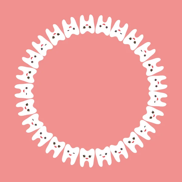 Cadre Rond Avec Dessin Drôle Carte Dents Blanches Modèle Pour — Image vectorielle
