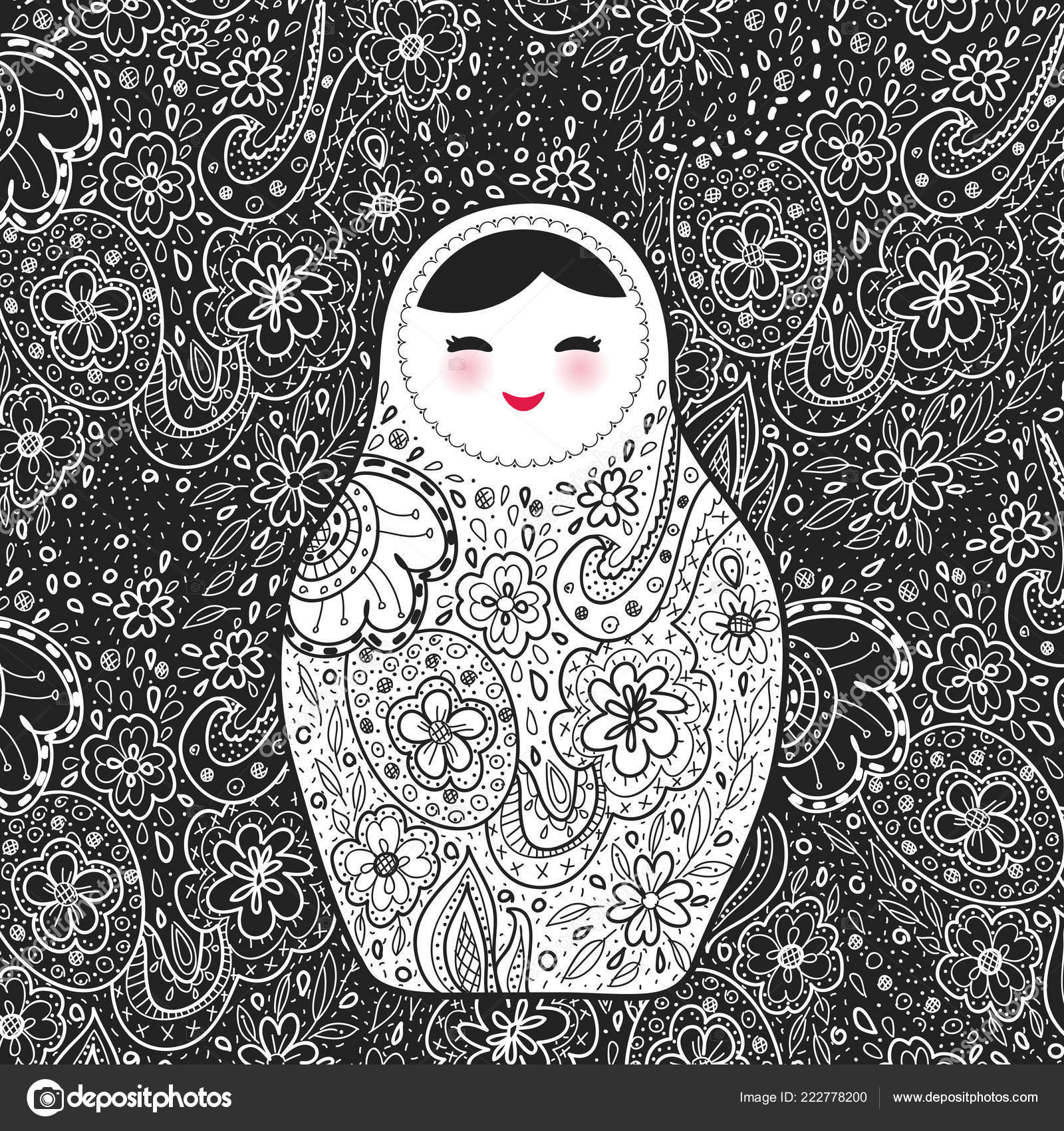 Matryoshka. Boneca De Nidificação Popular Russa. Boneca Babushka. Modelo  Para Livro De Colorir. Monocromático. Preto E Branco. Ilustração Vetorial  No Fundo Branco Royalty Free SVG, Cliparts, Vetores, e Ilustrações Stock.  Image 53963527