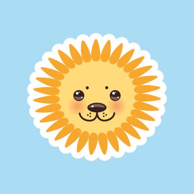 Mavi arka plan üzerinde Kawaii lionon namlu. Vektör çizim