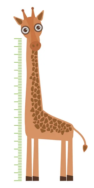 Giraffe White Background Children Height Meter Wall Sticker Vector Illustration — Stock Vector