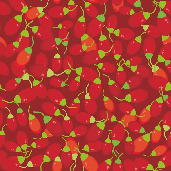 Бесшовный Рисунок Красной Ягоды Годжи Свежие Сочные Ягоды Красном Фоне — стоковый вектор