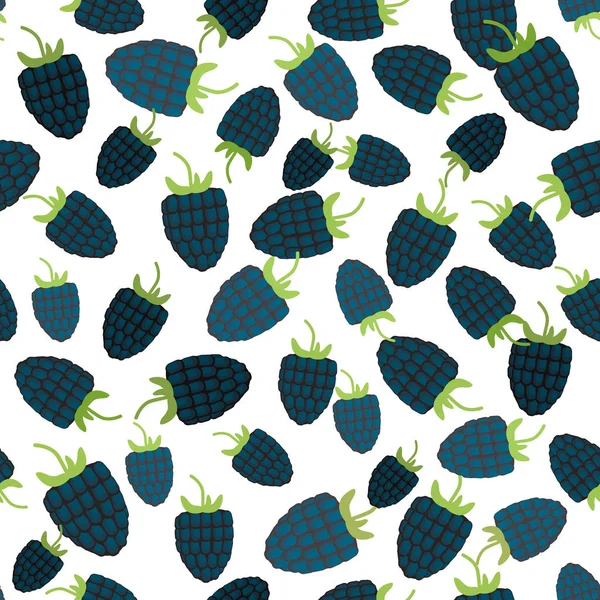 Seamless Pattern Blackberry Fresh Juicy Berries Isolated White Background Vector — Stock Vector