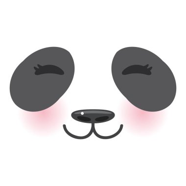 Kawaii komik panda beyaz namlu pembe yanaklar ve beyaz arka plan üzerinde büyük siyah gözleri ile. Vektör çizim
