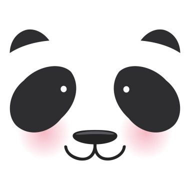 Kawaii komik panda beyaz namlu pembe yanaklar ve beyaz arka plan üzerinde büyük siyah gözleri ile. Vektör çizim