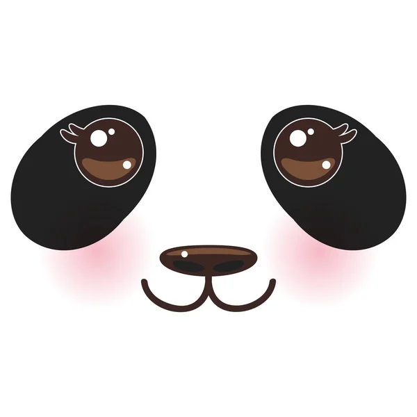 Kawaii Funny Panda White Muzzle Pink Cheeks Big Black Eyes — Stock Vector