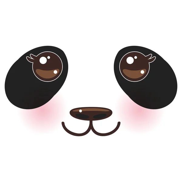 Kawaii Divertido Panda Bozal Blanco Con Mejillas Rosadas Grandes Ojos — Vector de stock