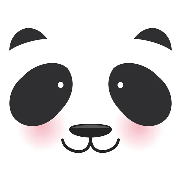 Kawaii Divertido Panda Bozal Blanco Con Mejillas Rosadas Grandes Ojos — Archivo Imágenes Vectoriales