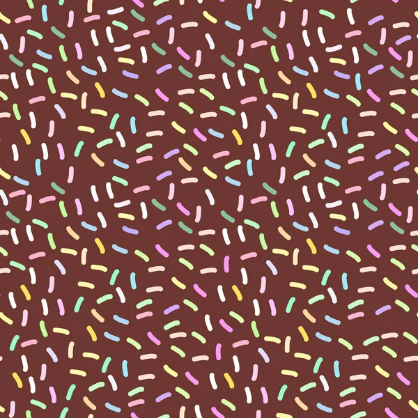 Motif Sans Couture Glaçage Chocolat Avec Des Aspersions Fond Brun — Image vectorielle