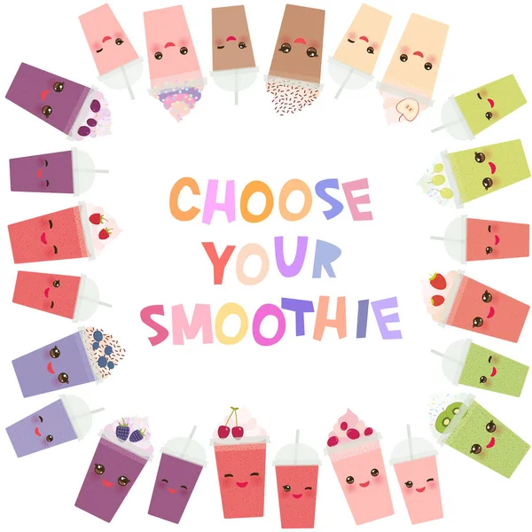 Frame Your Text Choose Your Smoothies Blueberry Kiwi Cranberries Card — Stock Vector