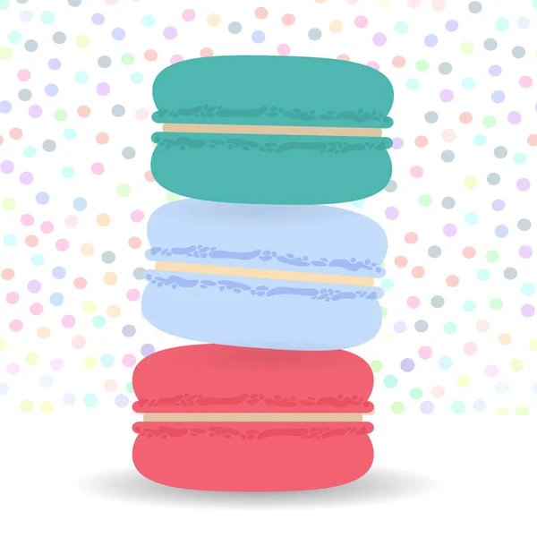 Kártyatervező Macaroon Megállapított Pasztell Színek Fehér Pöttyös Háttérben Négyzet Vektoros — Stock Vector