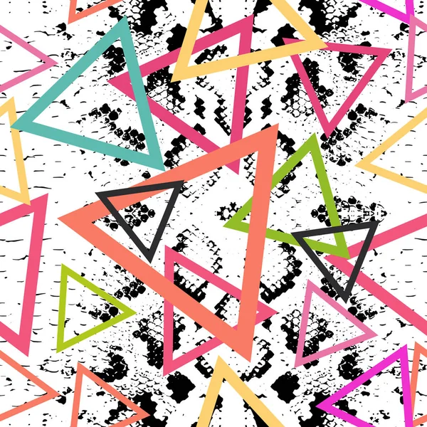 蛇皮テクスチャのシームレス パターンです ブラック マゼンタ オレンジ ライラック ピンク紫青ベージュ プリント民族ヒップスター モダンなトレンディな幾何学的な抽象的な背景を背景 サイト — ストックベクタ