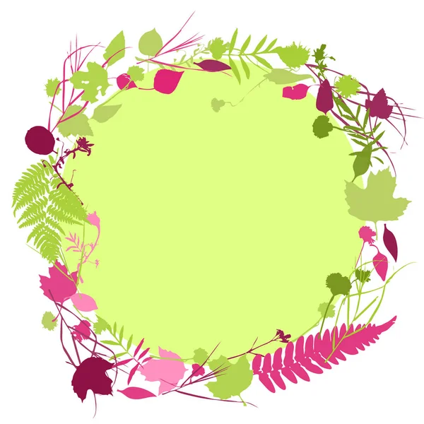 Floral Frame Wreath Flowers Spring Summer Natural Design Leaves Flowers — Stock Vector