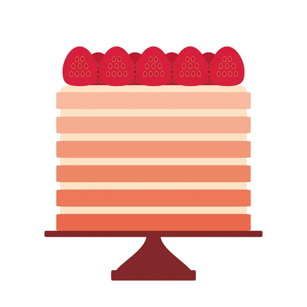 情人节 甜蛋糕 草莓奶油 蛋糕架 柔和的颜色隔离在白色的背景 向量例证 — 图库矢量图片