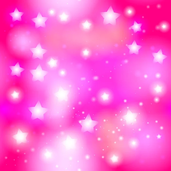明るいピンクの背景のネオン スターと抽象的な星空シームレス パターン 星と銀河の夜の空 ベクトル図 — ストックベクタ