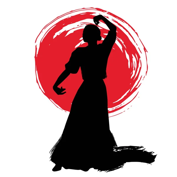 Femme Robe Longue Rester Dans Pose Danse Danseuse Flamenco Régions — Image vectorielle