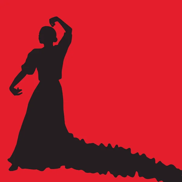 Femme Robe Longue Rester Dans Pose Danse Danseuse Flamenco Espagnole — Image vectorielle