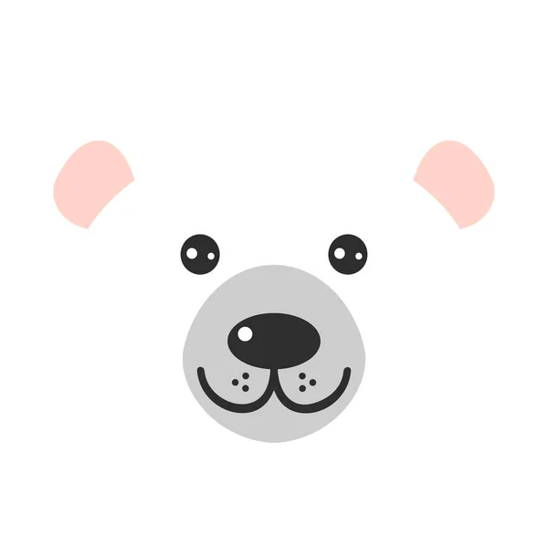 Gracioso Rostro Oso Polar Sobre Fondo Blanco Ilustración Vectorial — Vector de stock