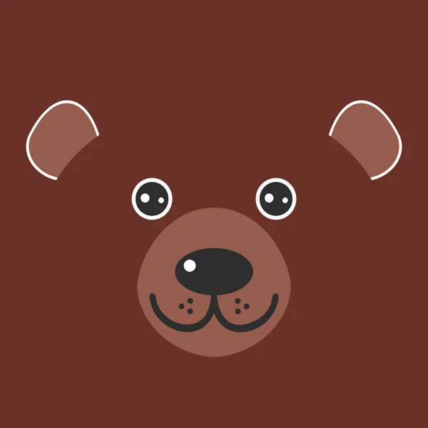 茶色の背景におかしなクマ顔 ベクトル図 — ストックベクタ