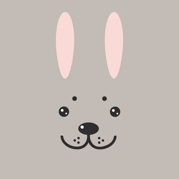 Funny Bunny Hare Rabbit Face Gray Background Vector Illustration — Stock Vector