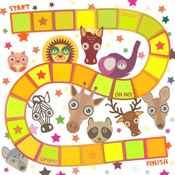 Funny Cartoon Animals Game Preschool Children Elephant Deer Horse Giraffe — Stock Vector