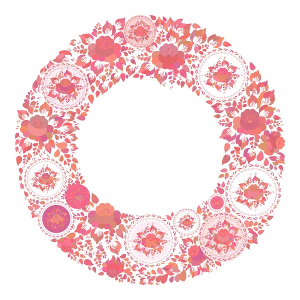 Vintage Shabby Chic Flores Rojas Anaranjadas Hojas Sobre Fondo Blanco — Vector de stock