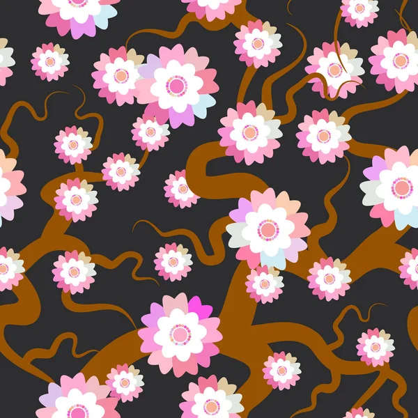 Sakura Blumen Nahtlose Muster Natur Hintergrund Mit Blütenzweig Von Rosa — Stockvektor