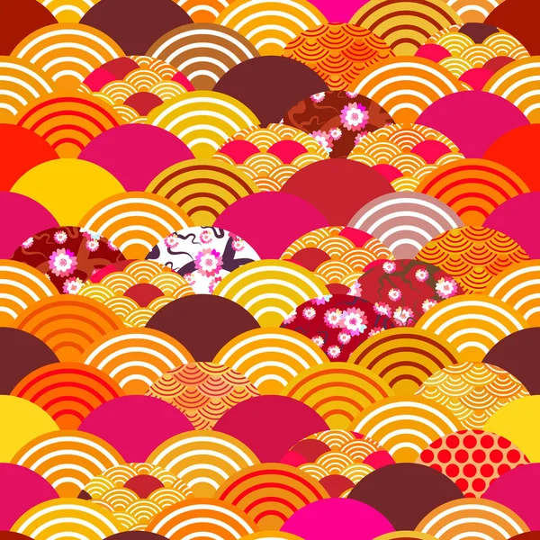 Échelle Motif Sans Couture Simple Fond Nature Avec Fleur Sakura — Image vectorielle