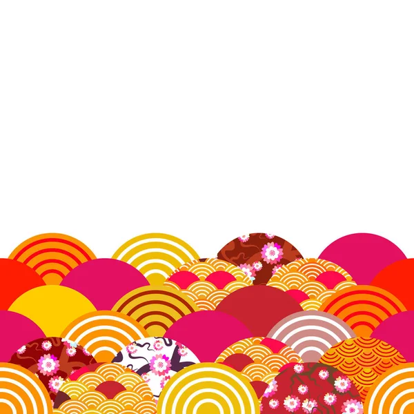 Écailles Poisson Fond Nature Simple Avec Fleur Sakura Japonaise Rose — Image vectorielle