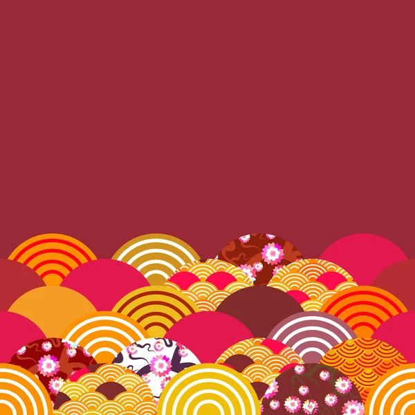 Écailles Poisson Simple Fond Nature Avec Fleur Sakura Japonaise Rose — Image vectorielle