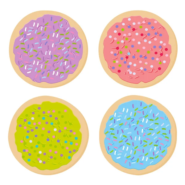 Galletas Azúcar Esmeriladas Set Galletas Italianas Recién Horneadas Con Glaseado — Vector de stock