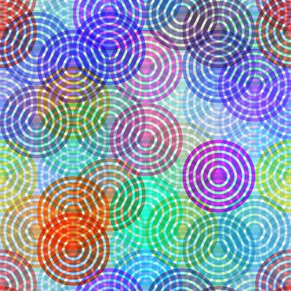 抽象的なシームレス パターン リング ラウンド モチーフ幾何学的背景ビンテージ ブルー ターコイズ パープル バイオレット装飾織物印刷 Web — ストックベクタ