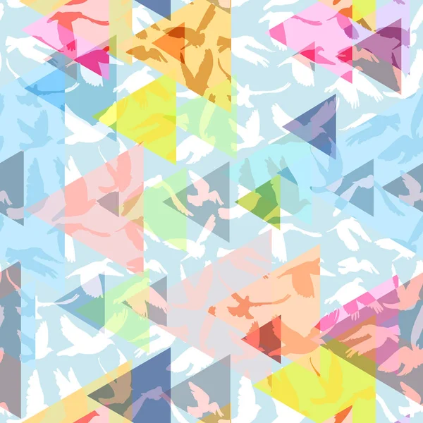 Абстрактные Треугольники Голубей Голубей Силуэт Безseamless Узор Декоративный Геометрический Современный — стоковый вектор