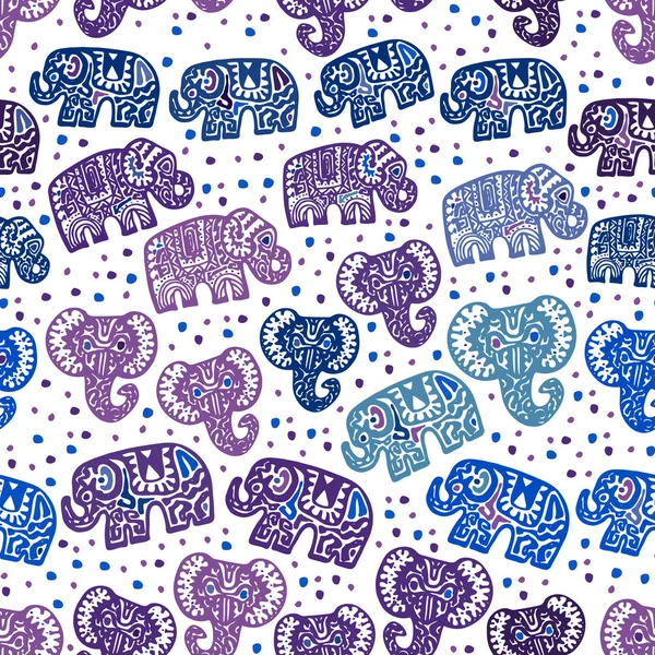 Hermoso Patrón Sin Costuras Elefante Indio Con Adornos Lunares Elefante — Archivo Imágenes Vectoriales