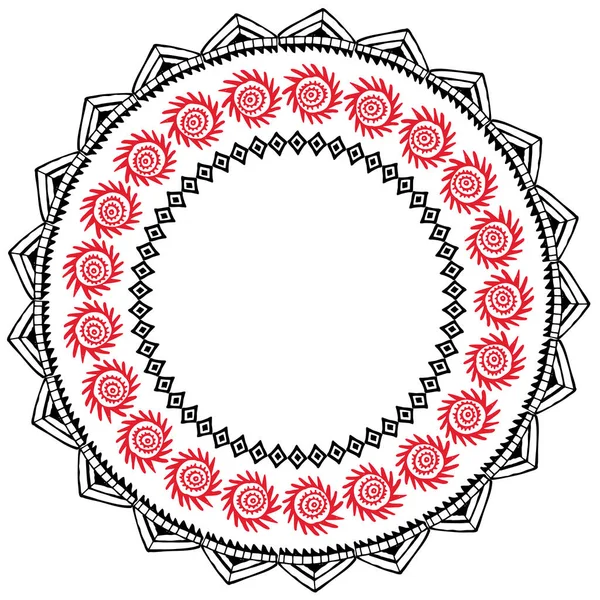 Schöne Karte Mit Einheimischen Zickzack Ornamenten Runden Rahmen Mandala Für — Stockvektor